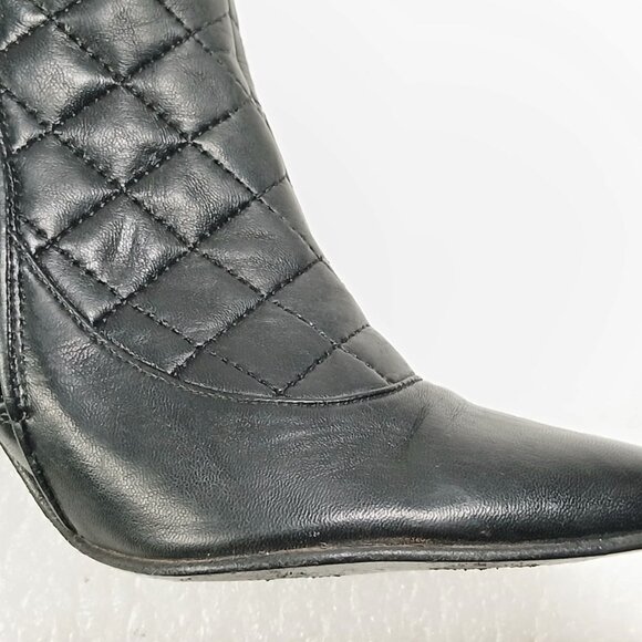 Delman Black Quilted Leather Knee-High StiletDeto Boots Women's 9 18" Shaft VGUC - Picture 13 of 16